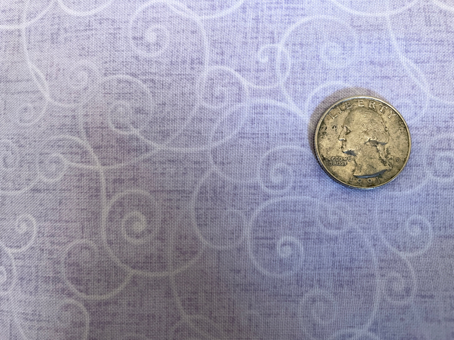 100% Cotton - Quilting Weight - Palest Lilac Swirls