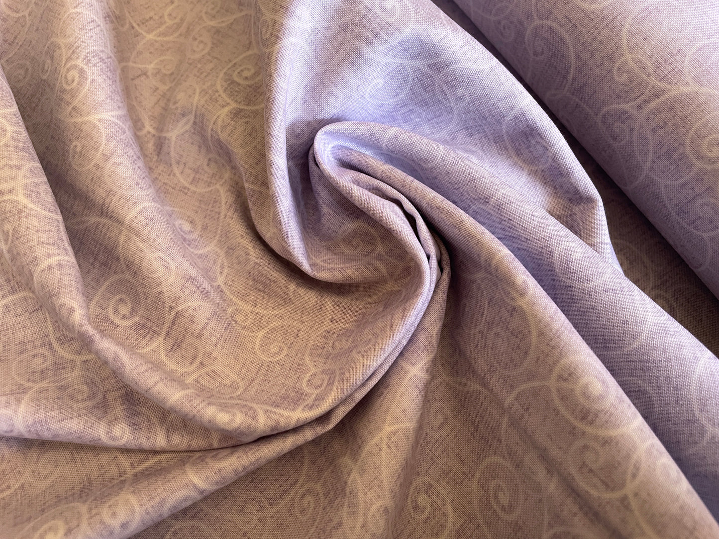 100% Cotton - Quilting Weight - Palest Lilac Swirls