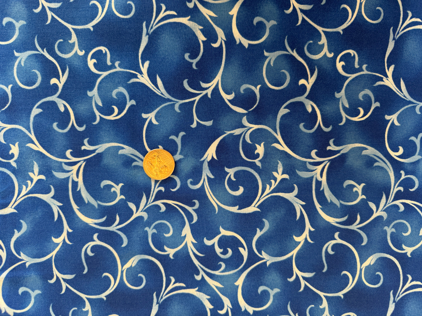 100% Cotton - Quilting Weight - Versailles Floral - Blue Scrolls