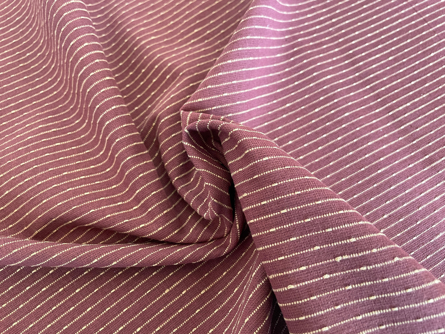 Barn Red & Straw Mini Stripe - Yarn-Dyed Dobby Weave - 100% Cotton