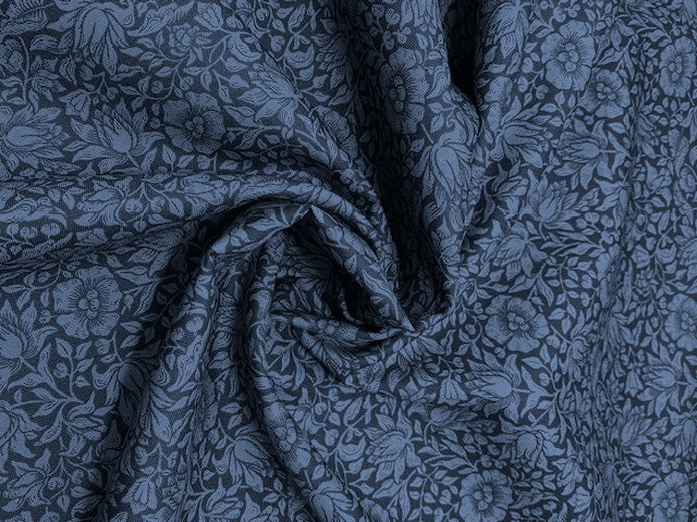 Genuine William Morris Design - Quilting Cotton - "Mallow"- Navy