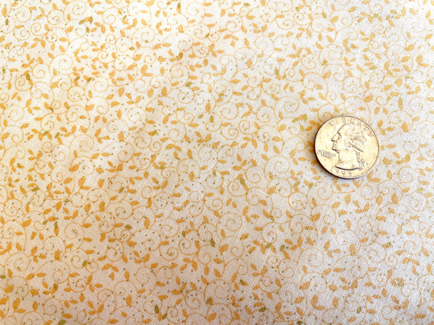 100% Cotton - Quilting Weight - Golden Mini Scroll