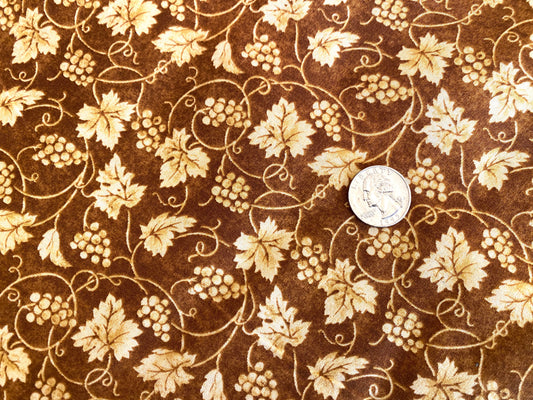 100% Cotton - Quilting Weight -  Vinyard - Chestnut & Cream