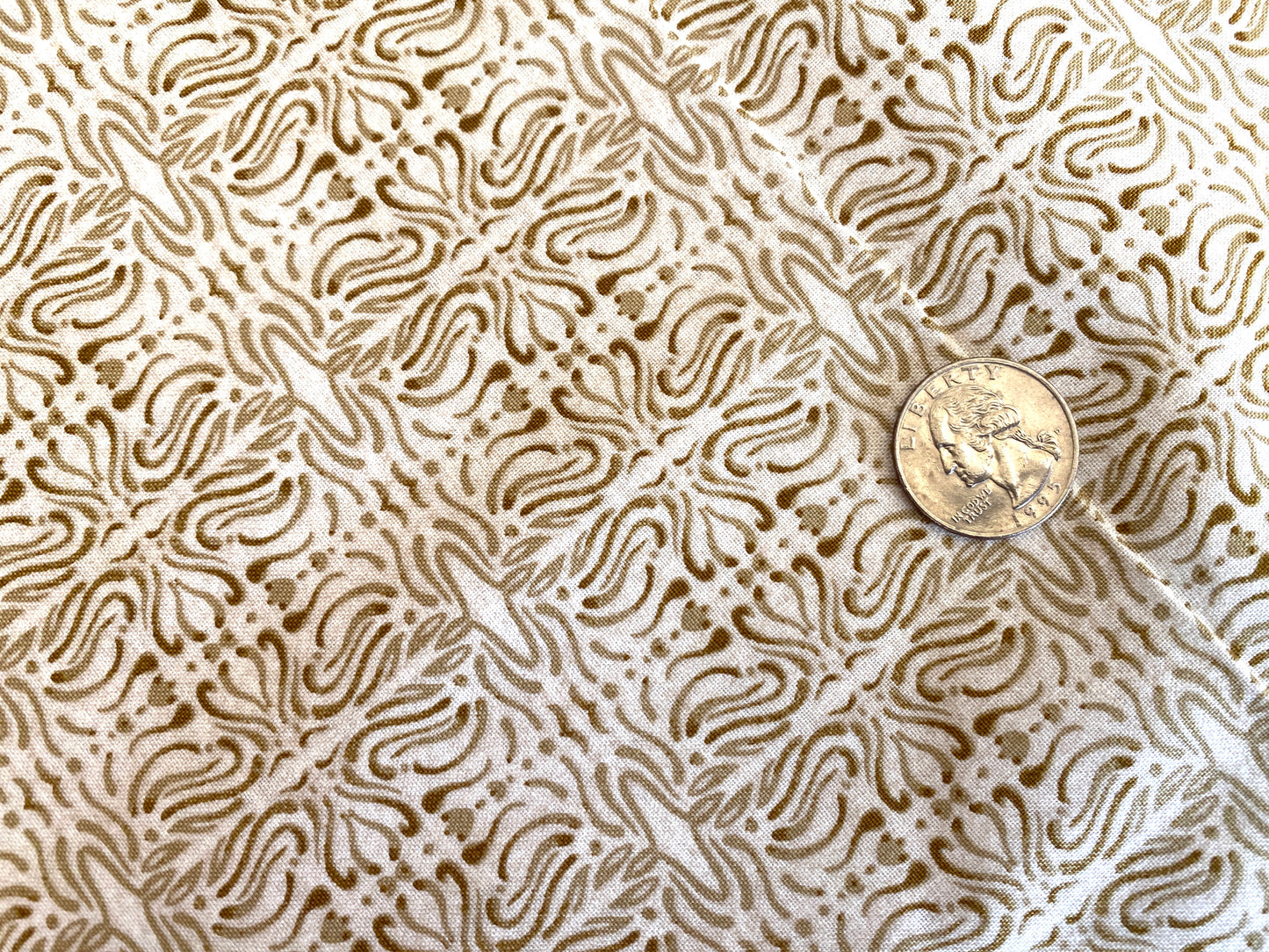 100% Cotton - Quilting Weight - Mirror Mirror - Cream & Tan