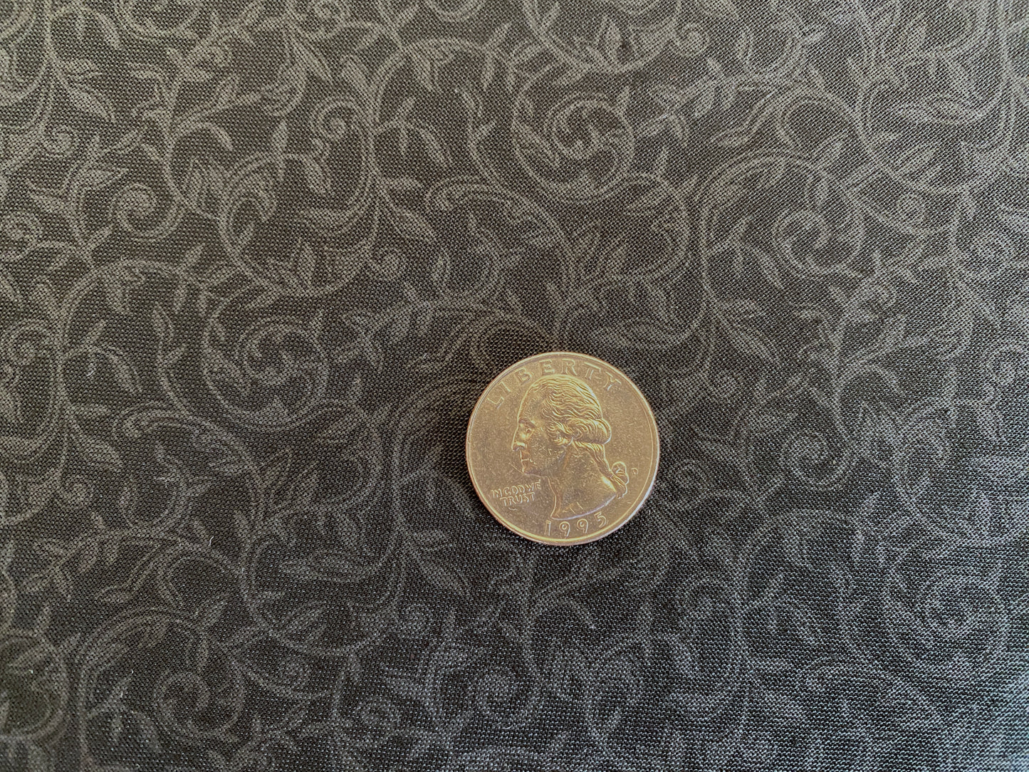 100% Cotton - Quilting Weight - Black on Black Scroll