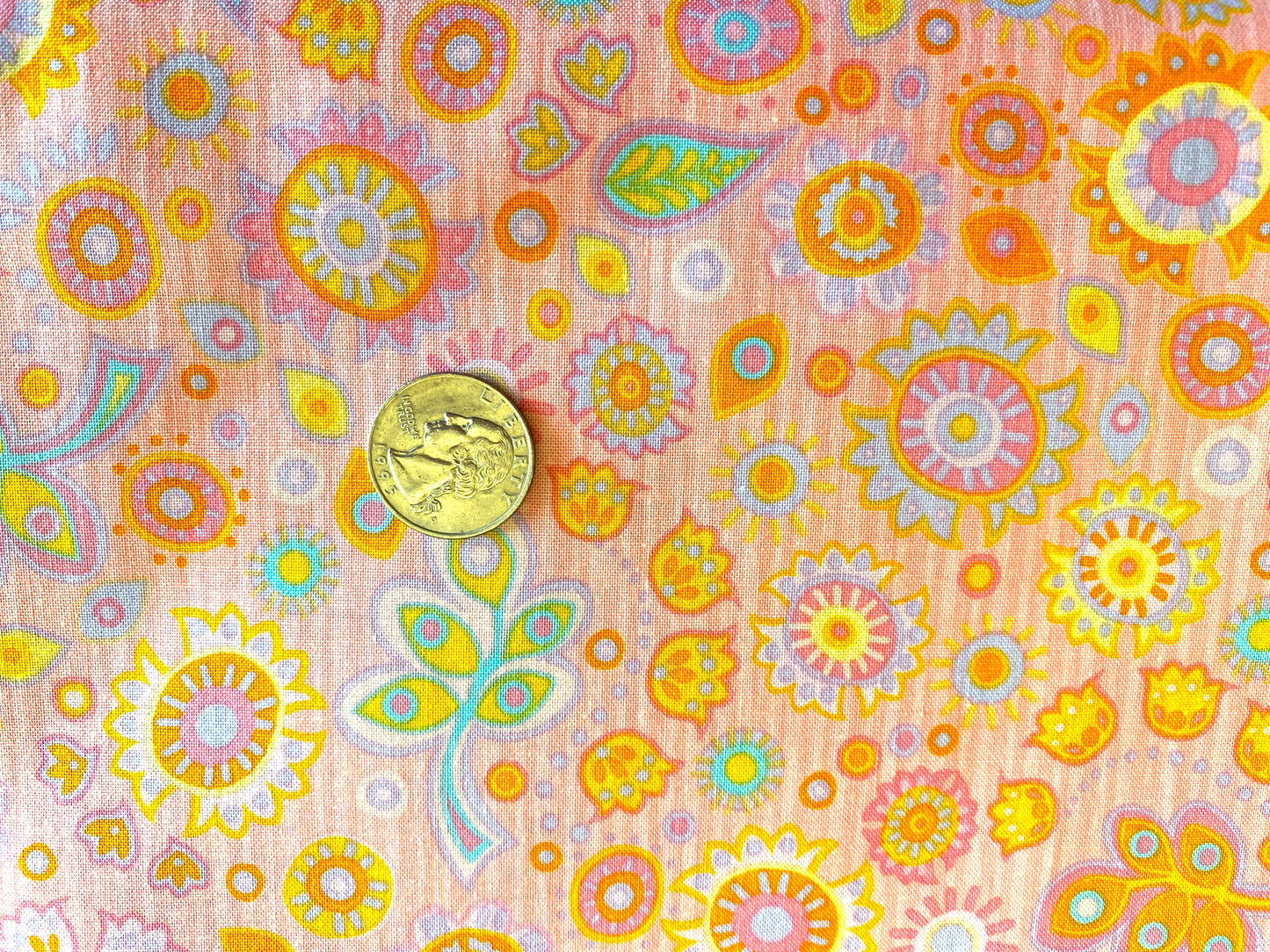 100% Cotton - Quilting Weight - Pink & Sunshine Flower Power