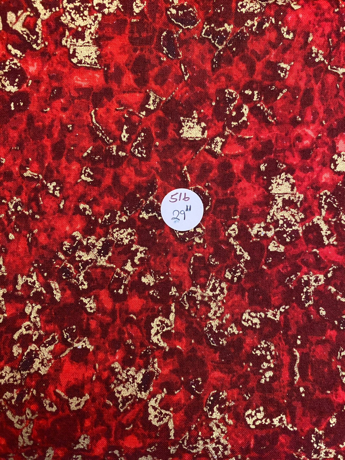 Remnant Quilting Cotton "Red and Gold" 29" #516