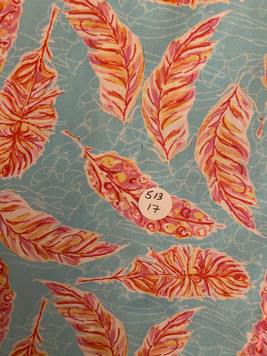 Remnant Quilting Cotton "Feather Flock " 17" #513