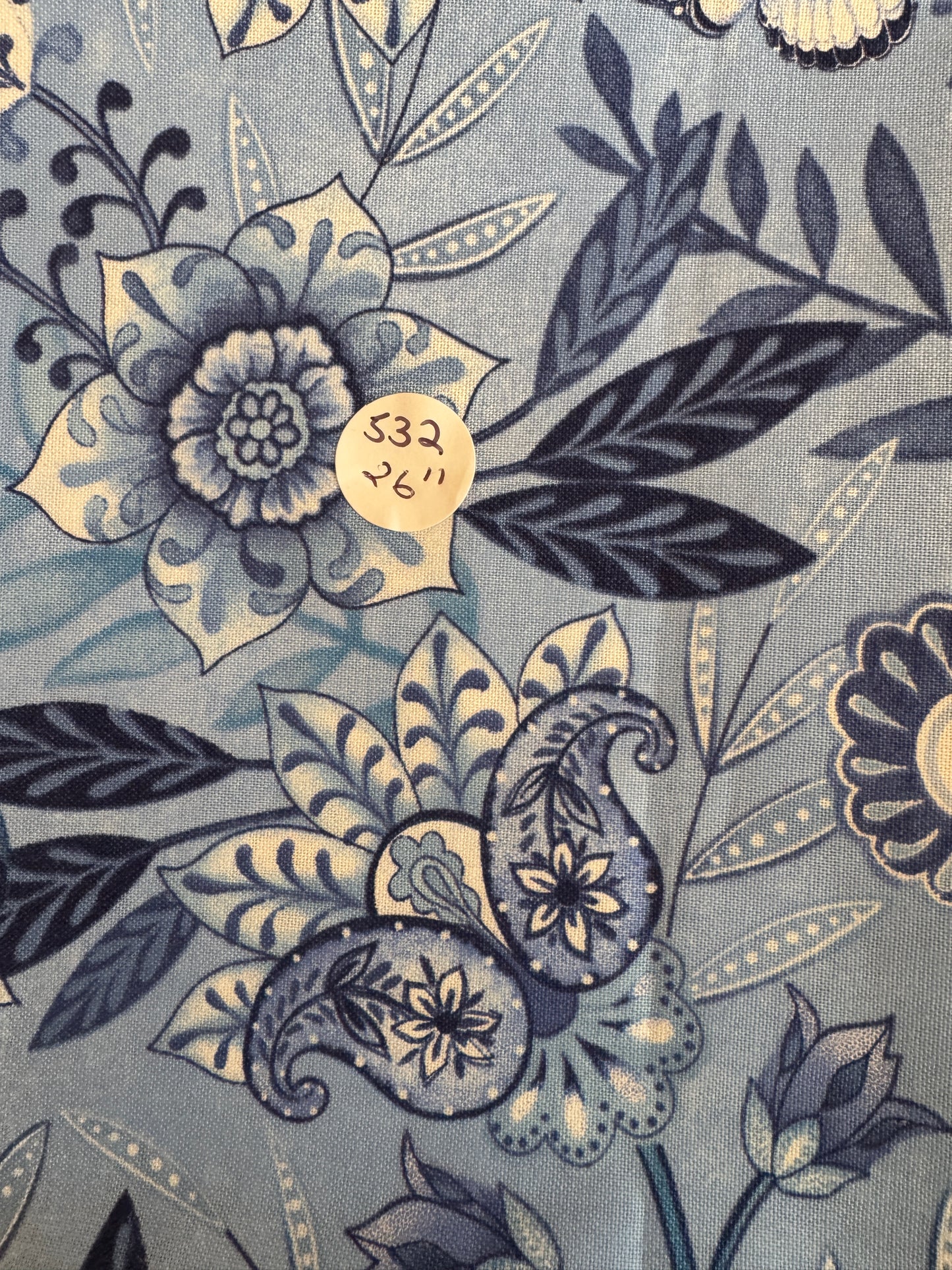 Remnant Quilting Cotton "Blooming Blue" 26" #532