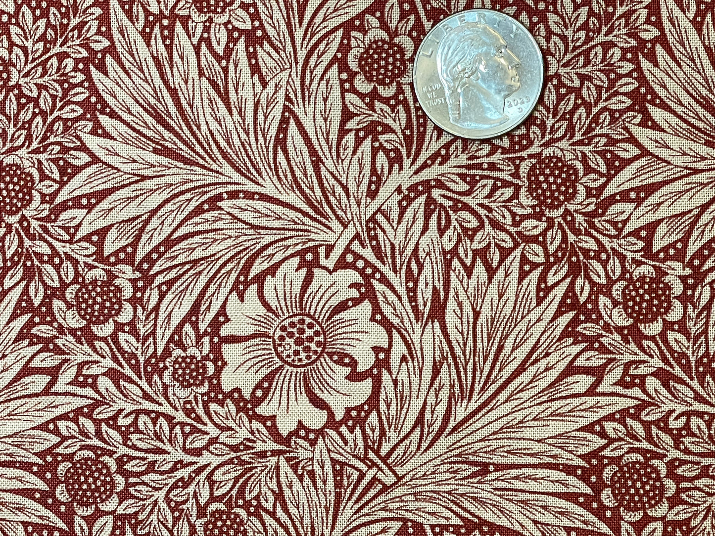 Genuine William Morris Design - Quilting Cotton - "Marigold"- Craftsman Red