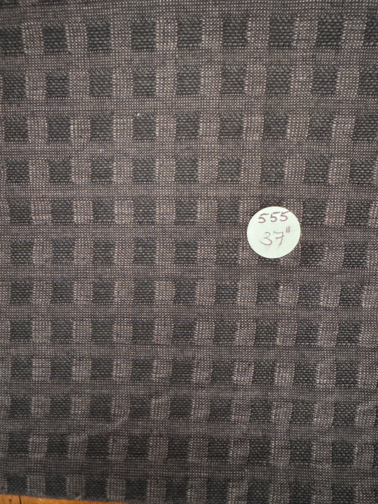Remnant  37" "Indigo and Khaki Basket Weave- Yarn Dyed Dobby Weave  100% cotton #555