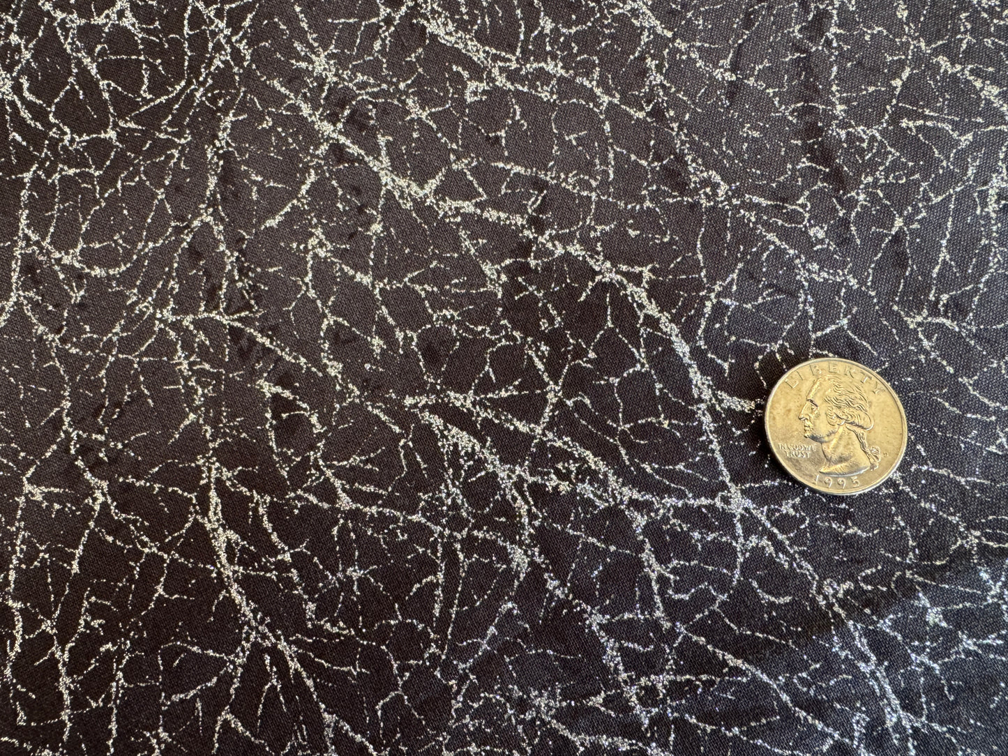 100% Cotton - Quilting Weight - Sparkle Marble - Black & Silver