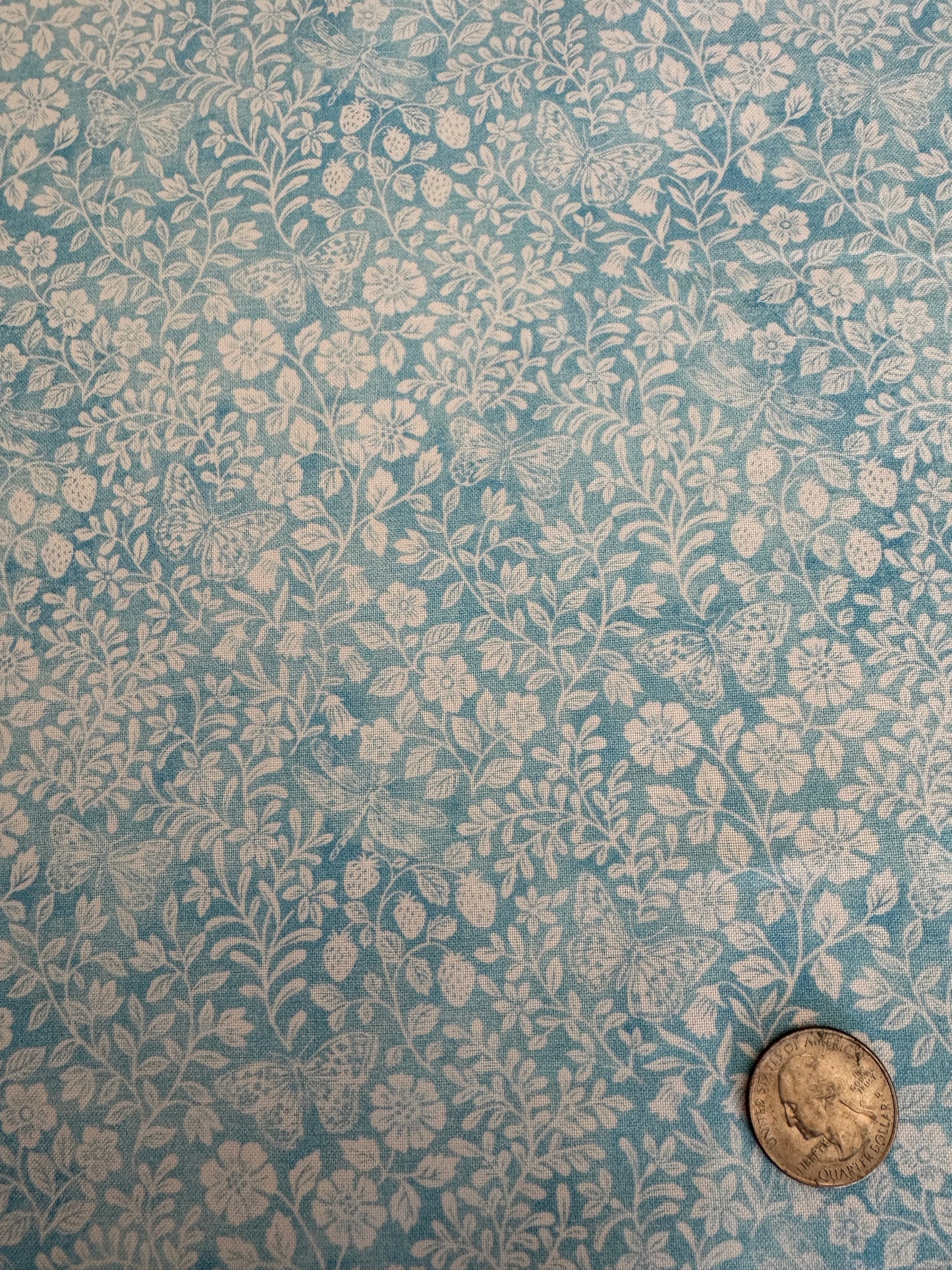 100% Cotton - Quilting Weight - Petite Floral - Pale Aqua