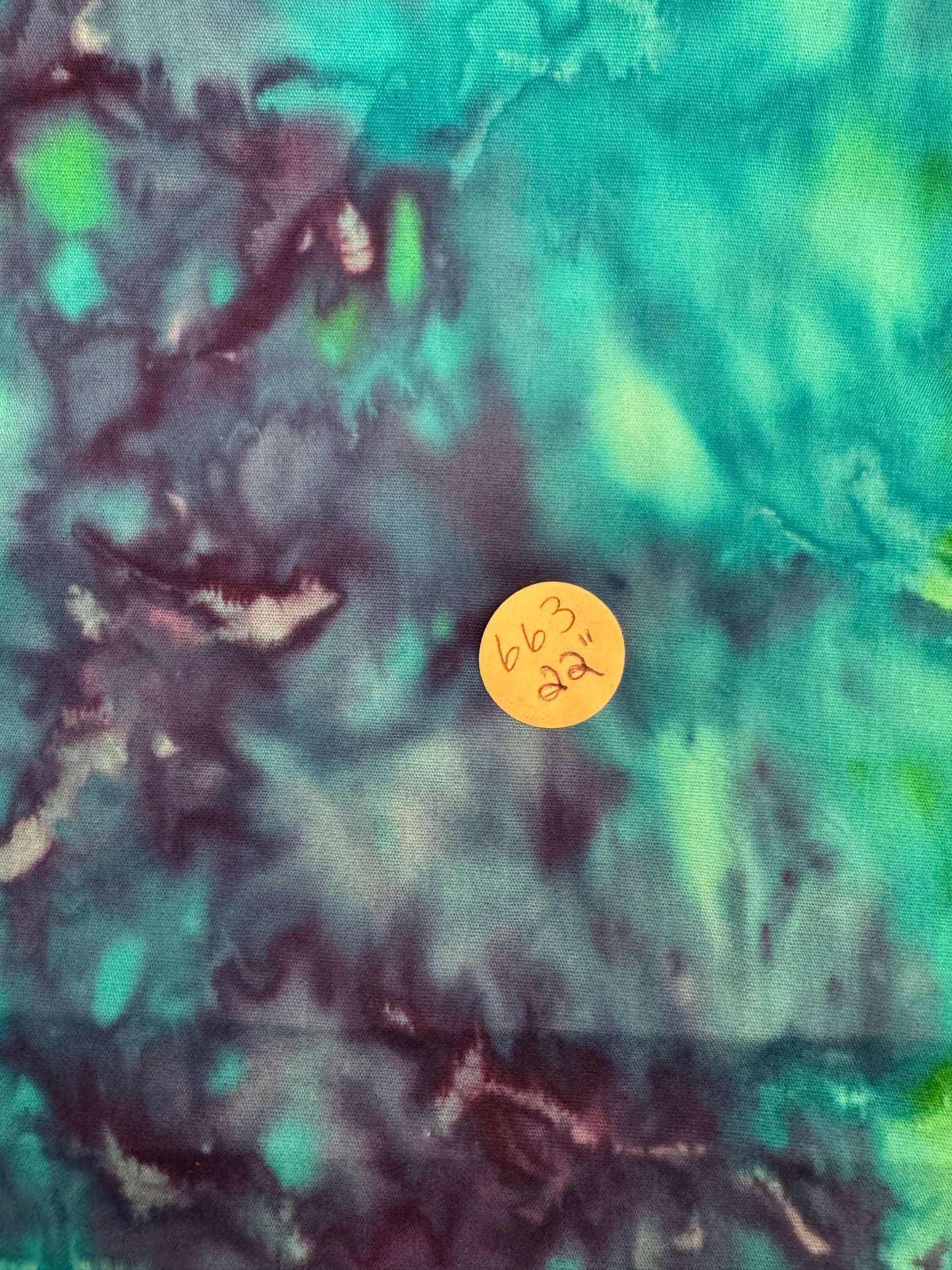 Remnant- Cotton Batik - "Peacock Soup" - 22" #663