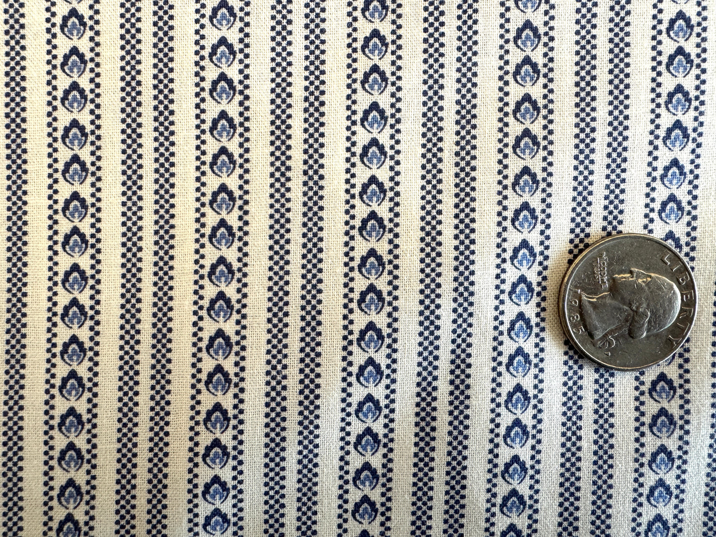 100% Cotton - Quilting Weight - V.E. Day Navy Stripe