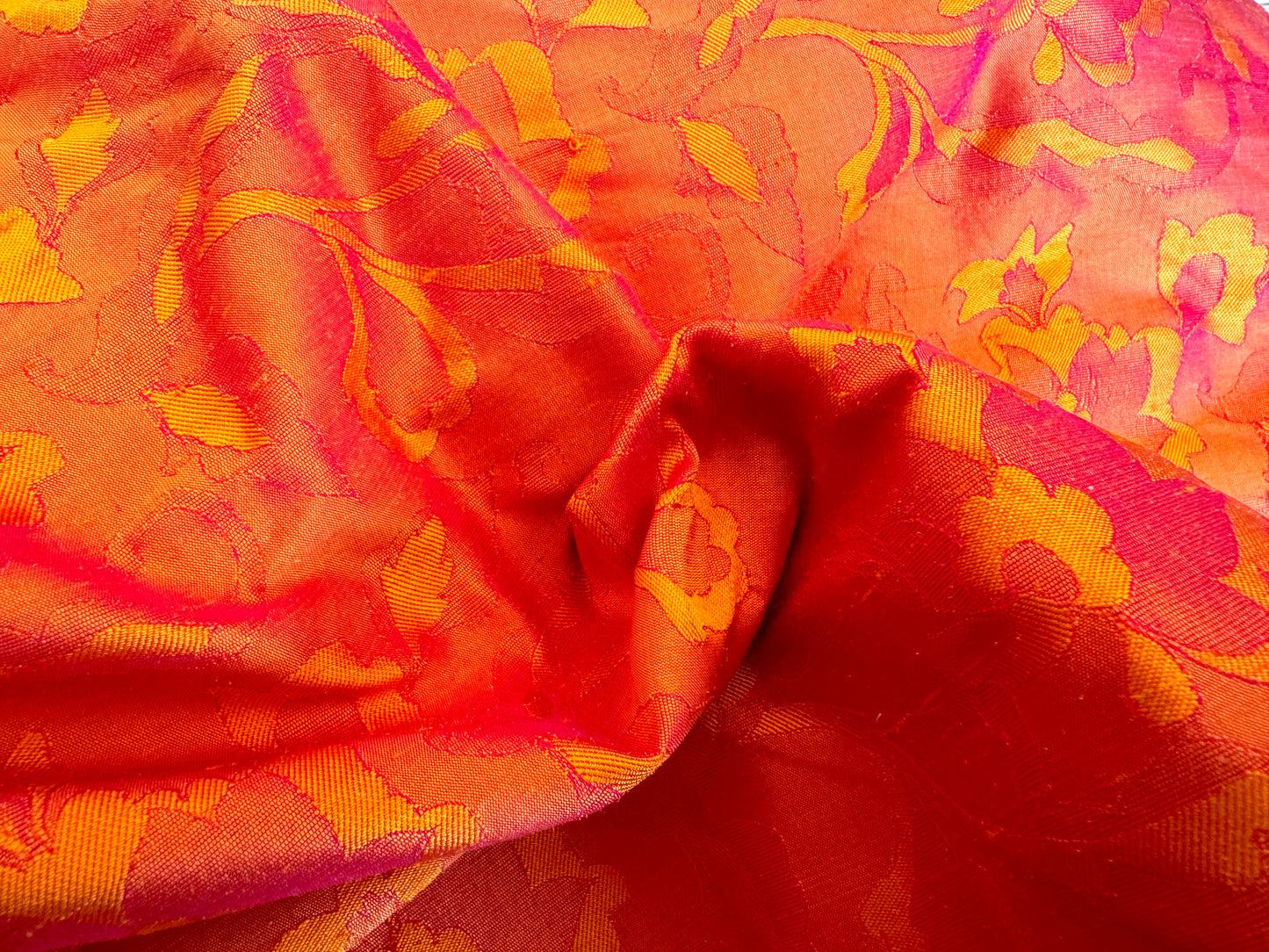 Jacquard Silk Dupioni - Flaming Sunset - 100% Silk