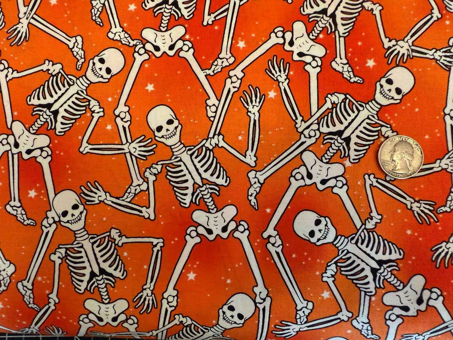 100% Cotton - Quilting Weight - Mr. Bones says "HI!"