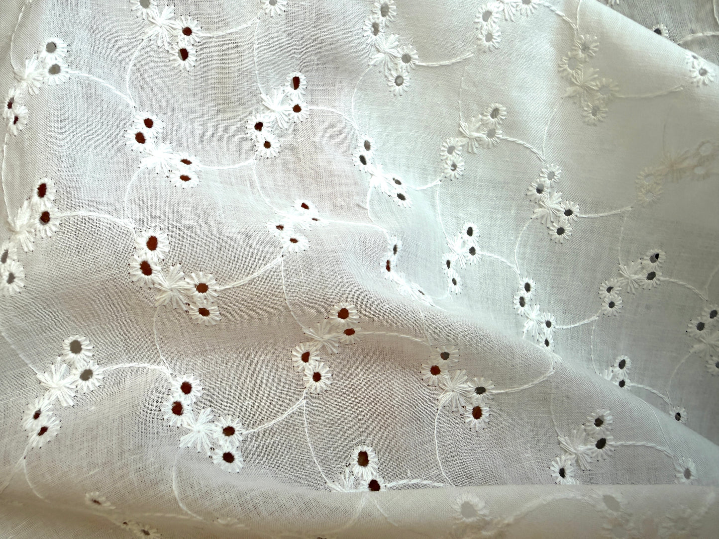 100% Cotton Eyelet - Pure White