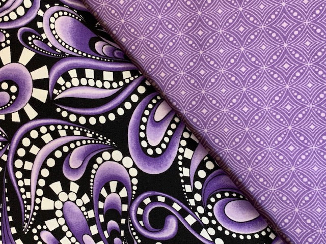 100% Cotton - Quilting Weight - Purple Diamonds