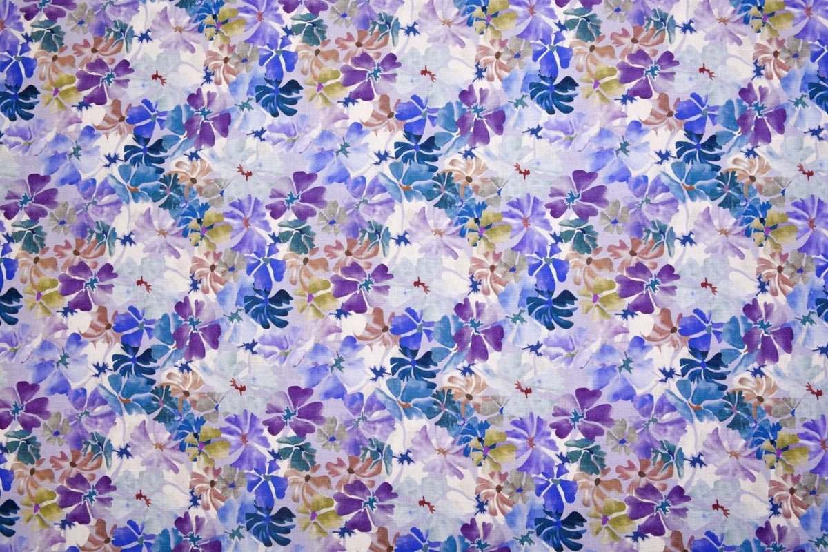 100% Linen - 5.7oz - Lavender Floral Print