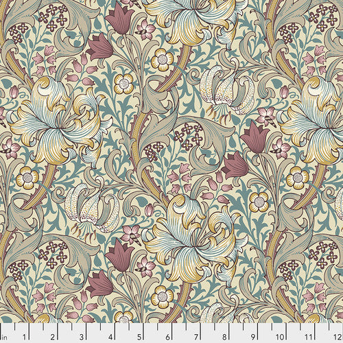 Genuine William Morris Design - Quilting Cotton - Golden Lily - Shades of Dusk