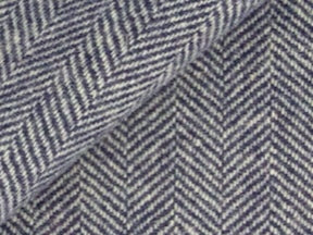 100% Merino Wool Coating - Herringbone - Navy & Natural