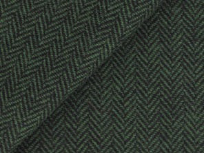 100% Merino Wool Coating - Herringbone - Forest & Black