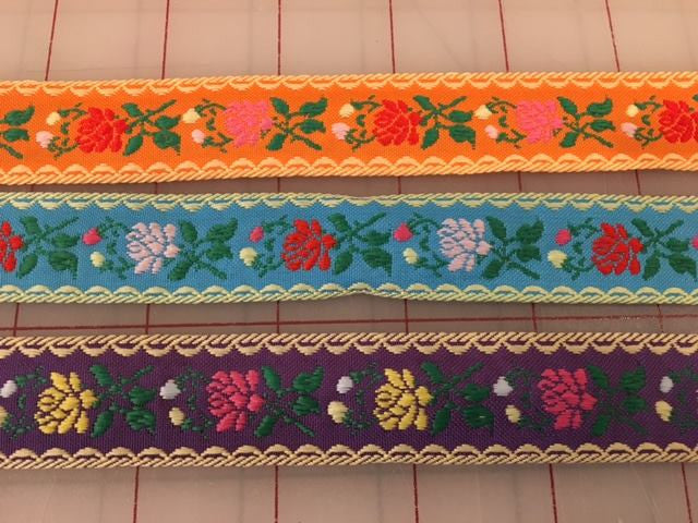 Floral Jacquard Ribbon Trim - 3 colors