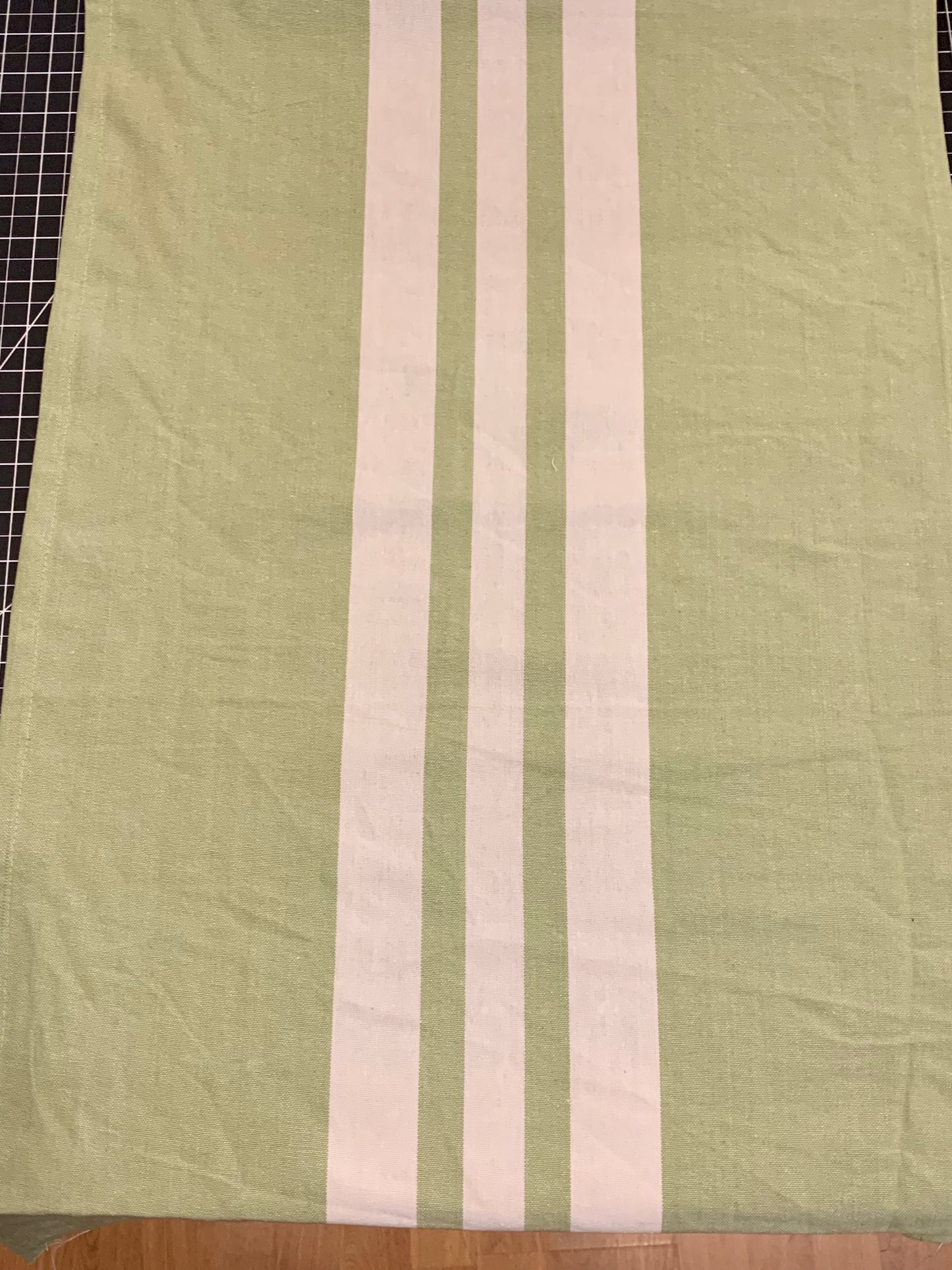100% Cotton Toweling - Avocado & Cream Narrow Stripe