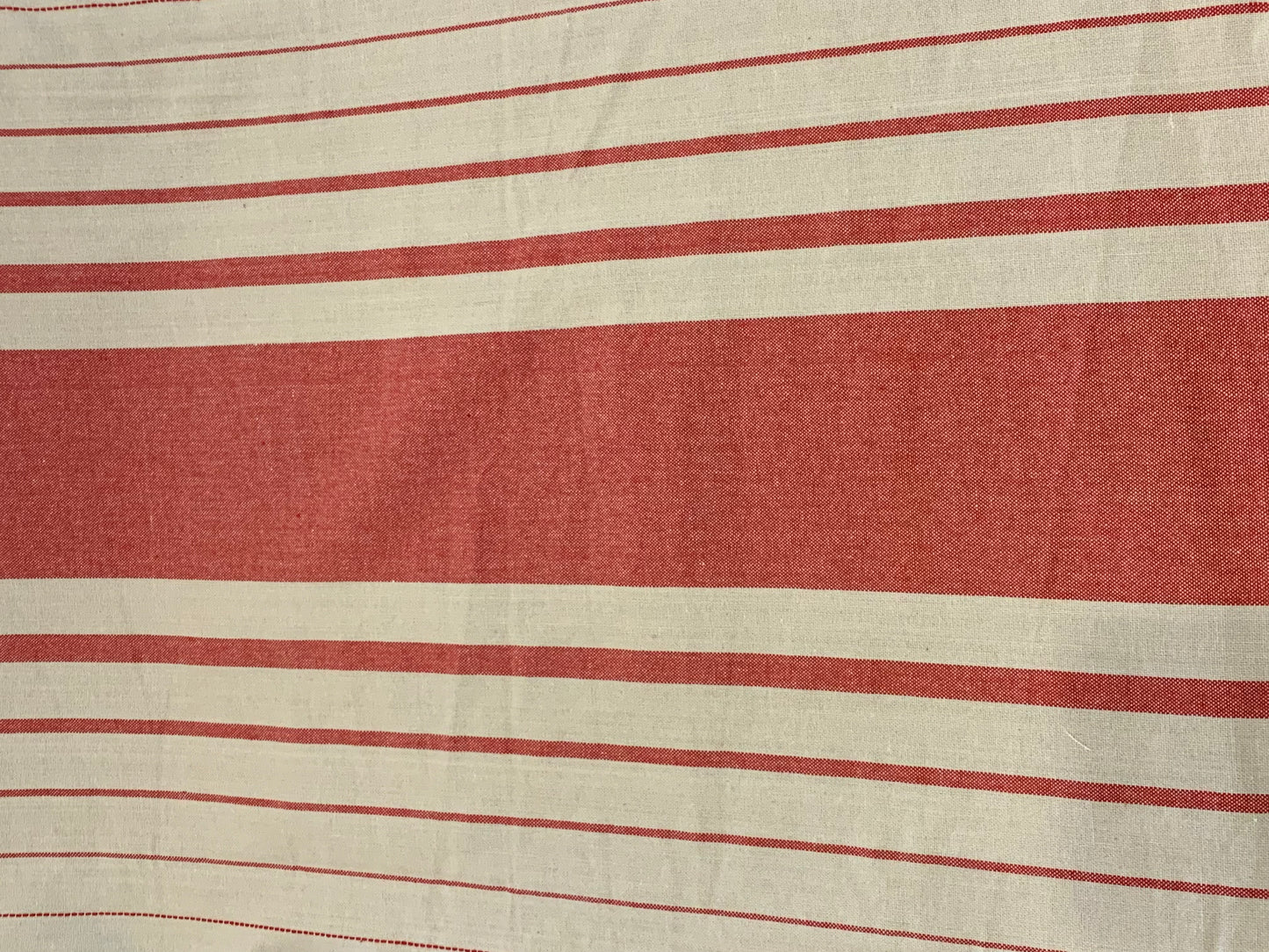 100% Cotton Toweling - Brick Red & Creme Stripe
