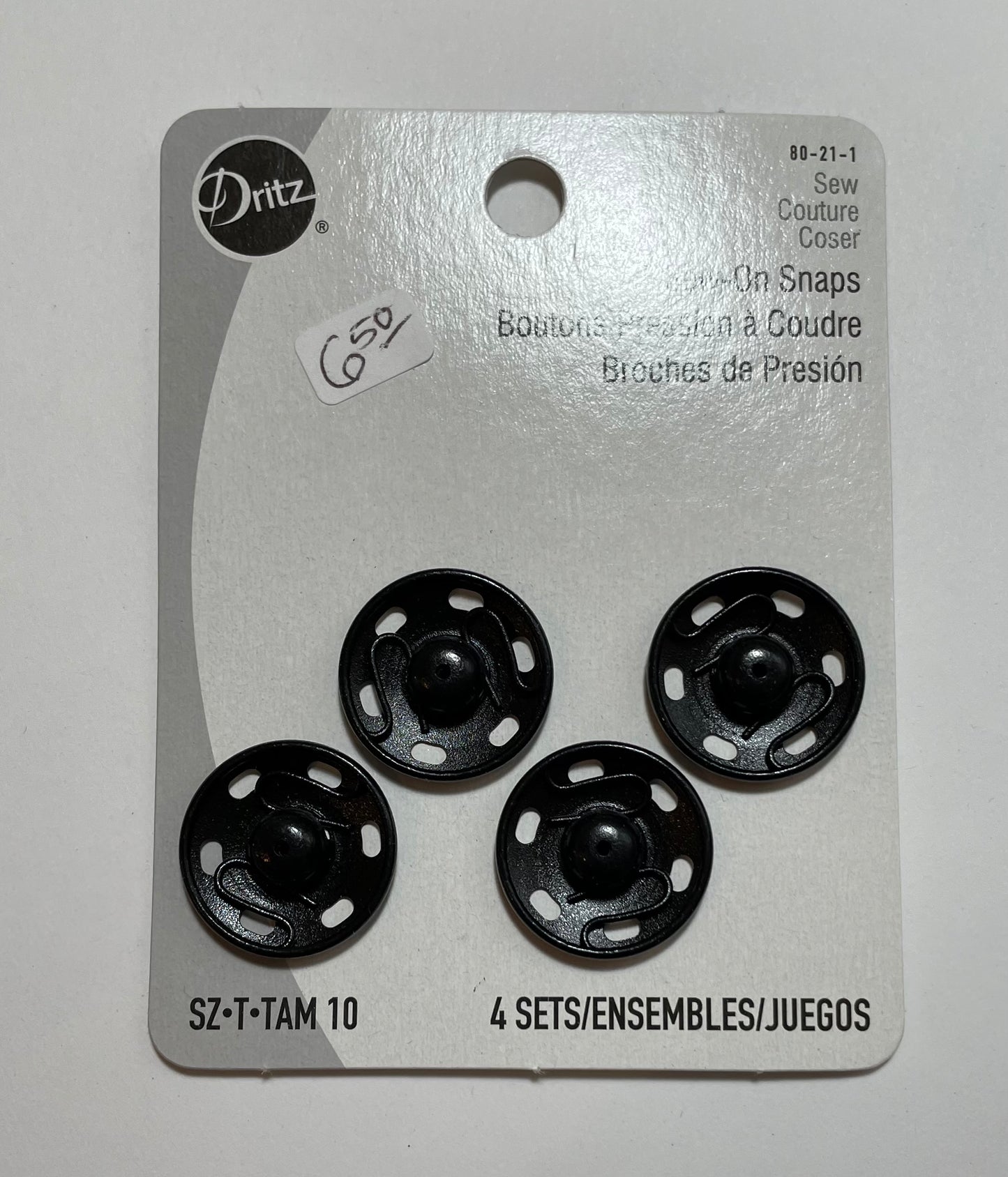 4 Sets Sew on Snap 3/4"