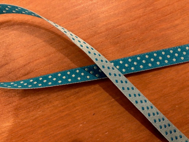 Polka Dot Reversible Ribbon Trim - Sky & Teal
