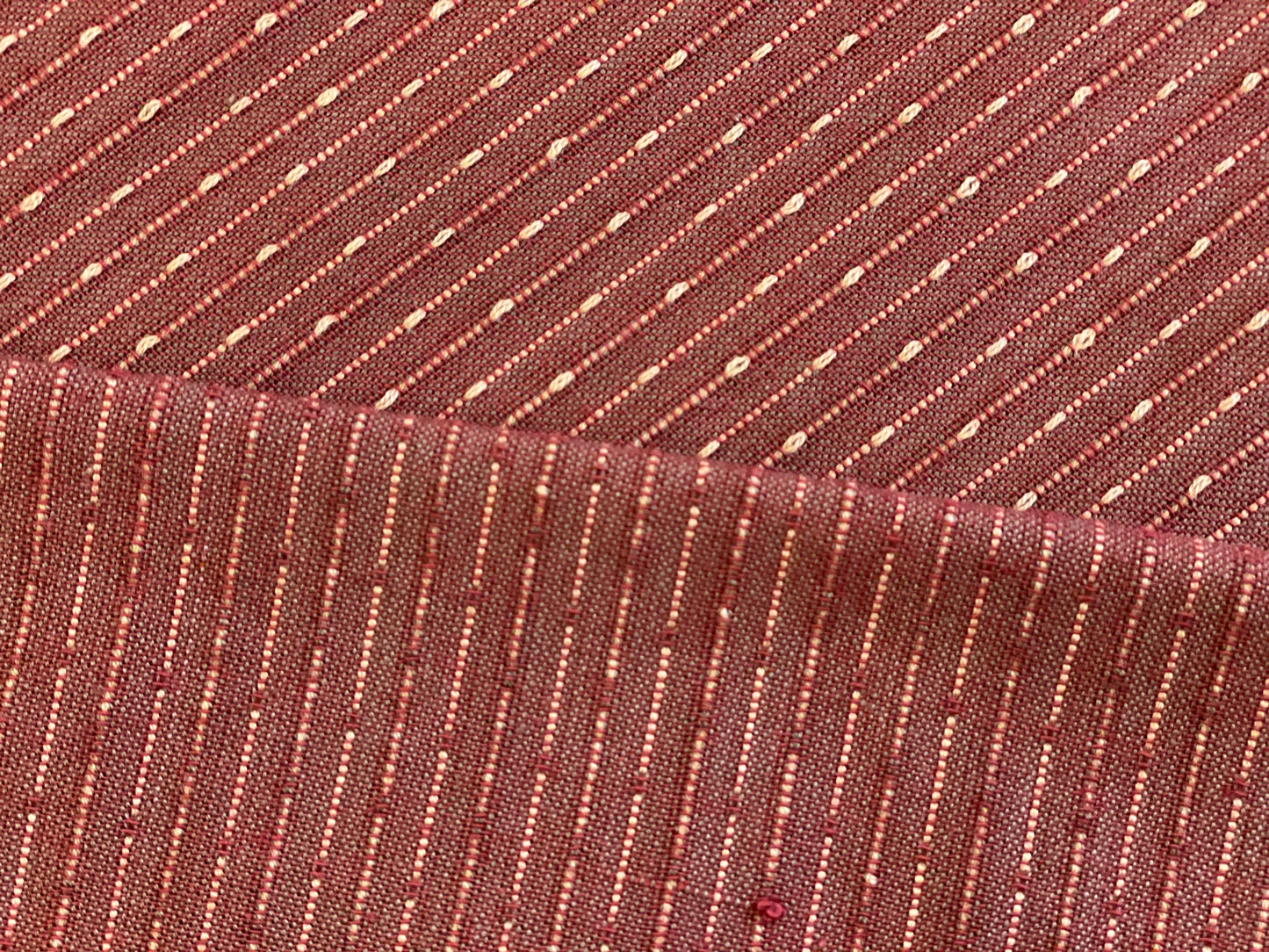 Barn Red & Straw Mini Stripe - Yarn-Dyed Dobby Weave - 100% Cotton