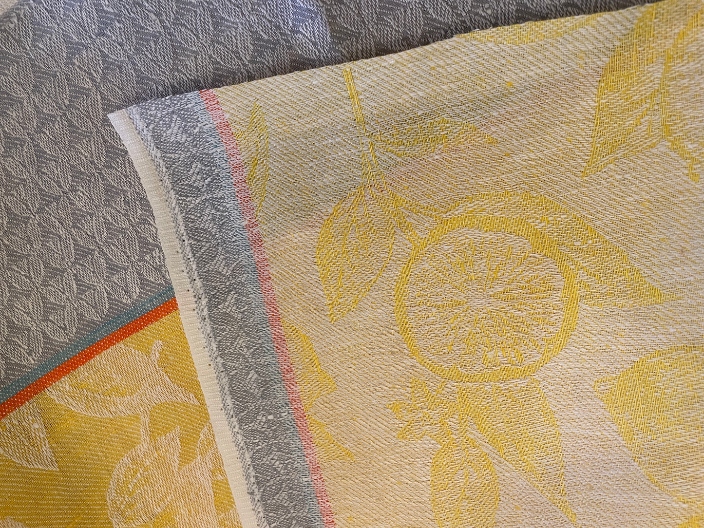 100% Linen Jacquard Toweling - Lemon Yellow