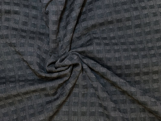 Indigo & Khaki Basket Weave  -  Yarn-Dyed Dobby Weave - 100% Cotton