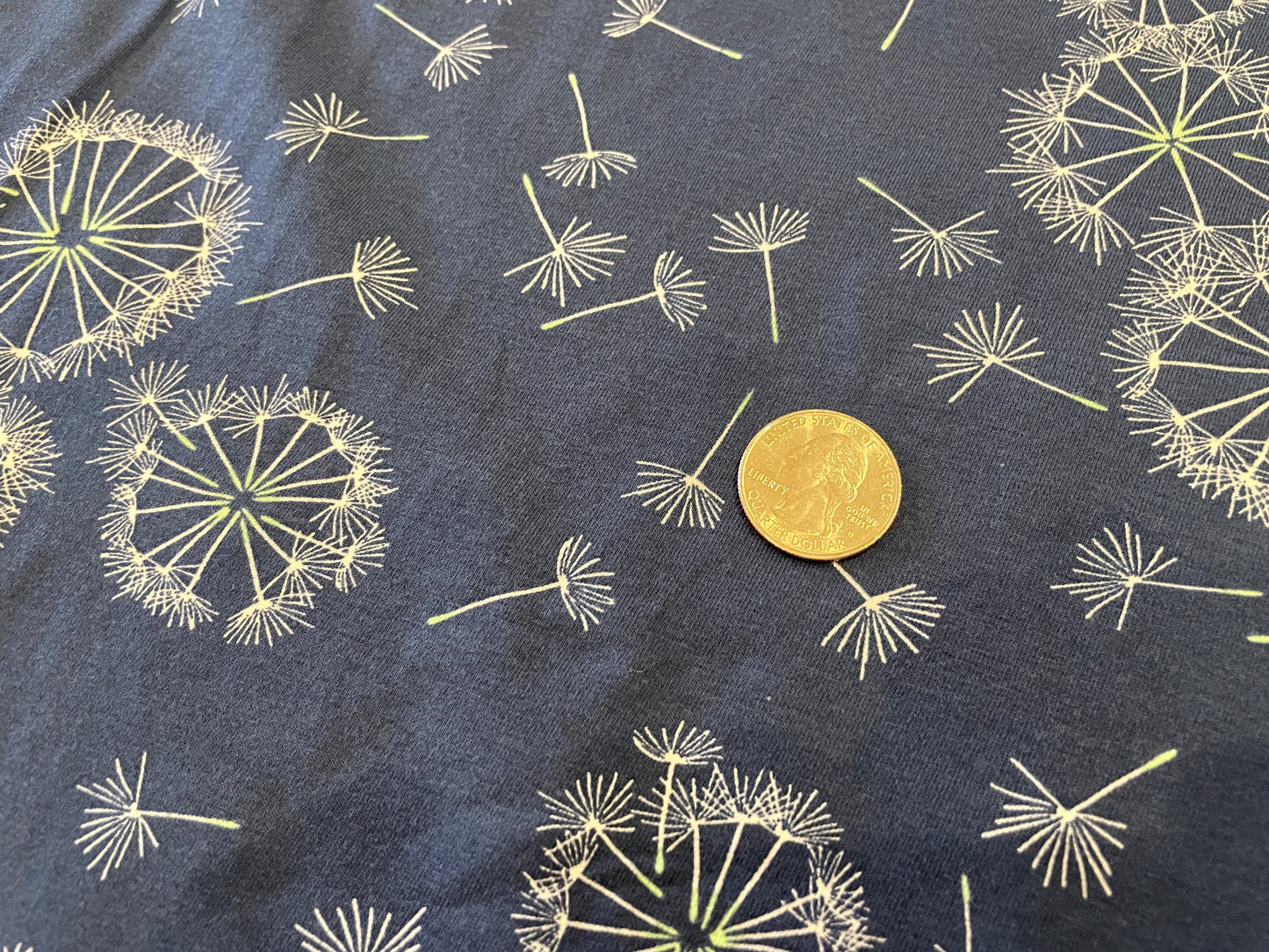 95/5 Cotton/Spandex Jersey - Dandelions on Slate