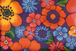 Oil Cloth - Flower Power on Purple