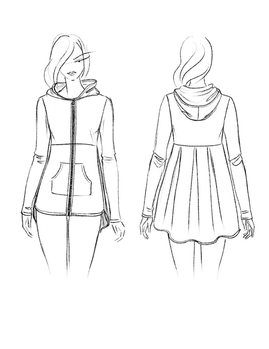 Swing Back Hoodie - Hard Copy Pattern, Digital Download Pattern, Complete Kit