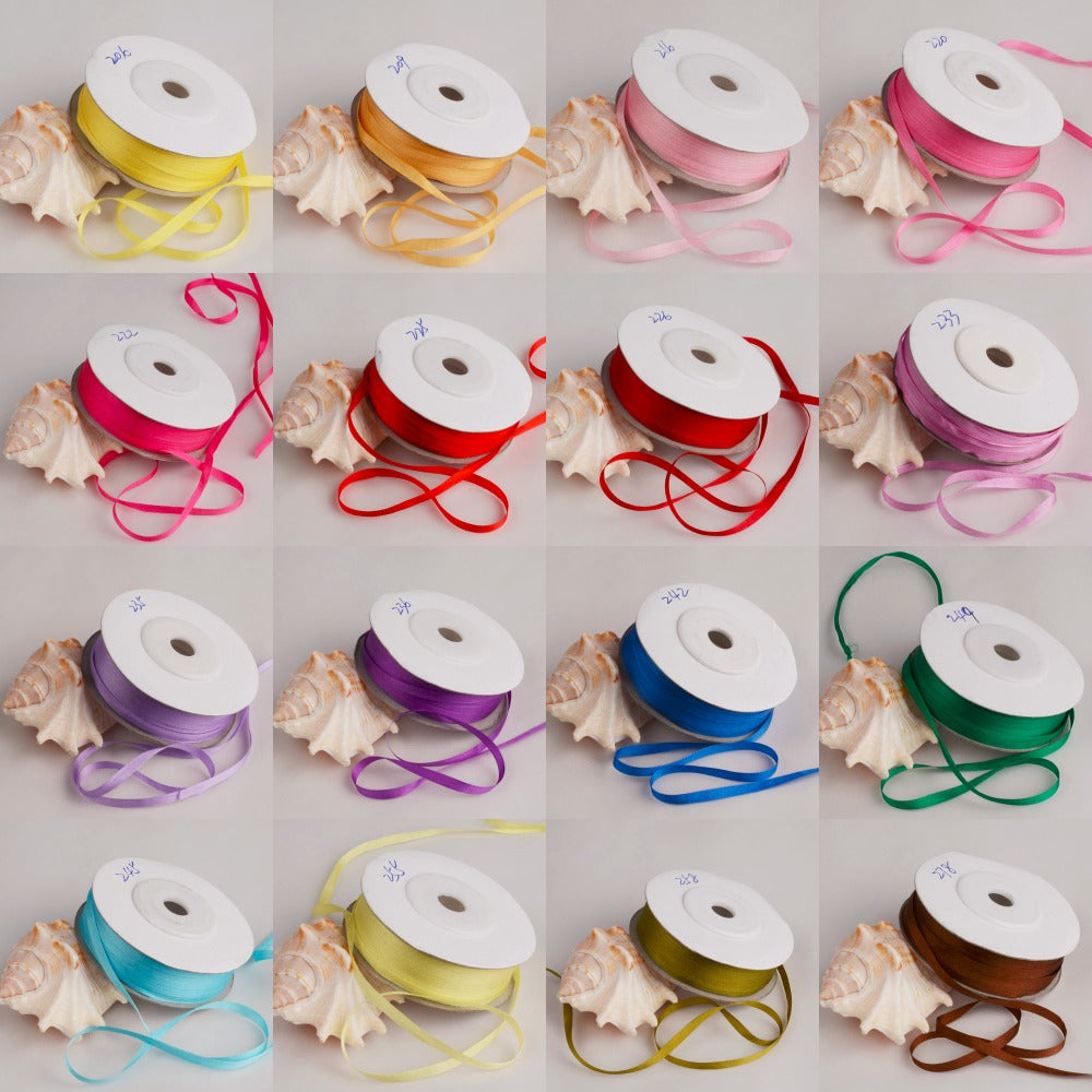 Pure Silk Ribbon 1/8 wide - Choose your color! – Eureka Fabrics