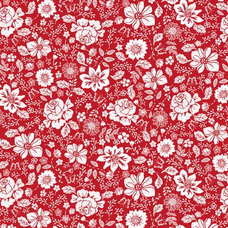 100% Cotton - Quilting Weight - Prairie Rose - Calico Red