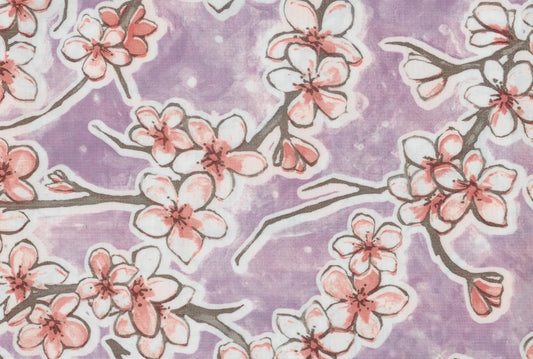 Oil Cloth - Cherry Blossoms on Lilac