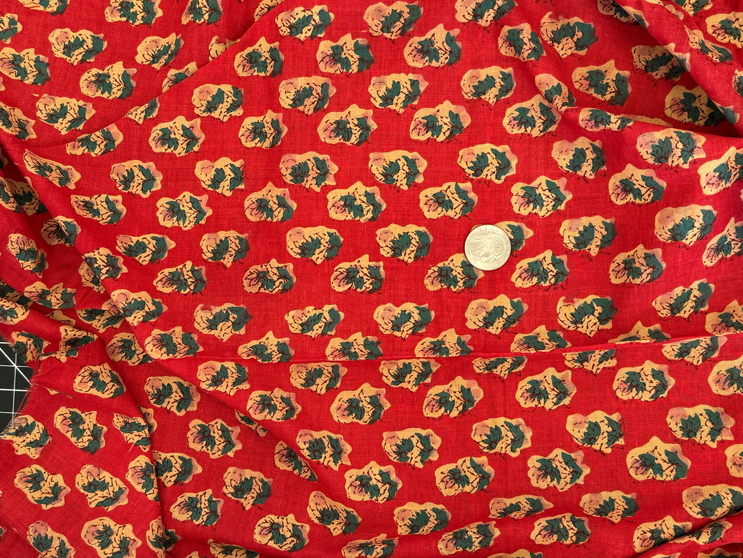 Hand Block Print Cotton Lawn from India - Ruby Mini Floral