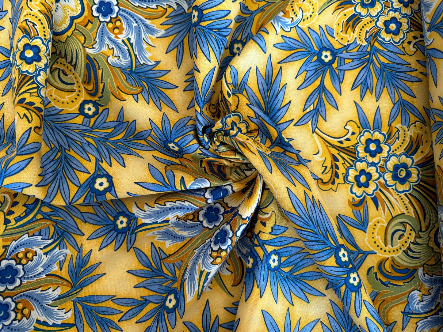 100% Cotton - Quilting Weight -  Versailles Floral - Blue and Gold