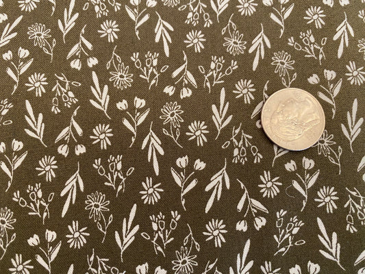 100% Cotton - Quilting Weight - Steel Wildflowers