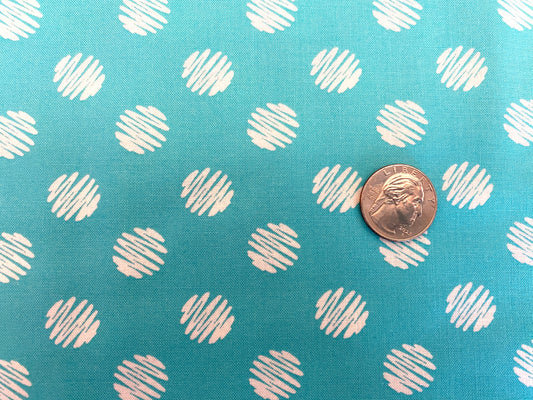 100% Cotton - Quilting Weight - Aqua Scribble Dot