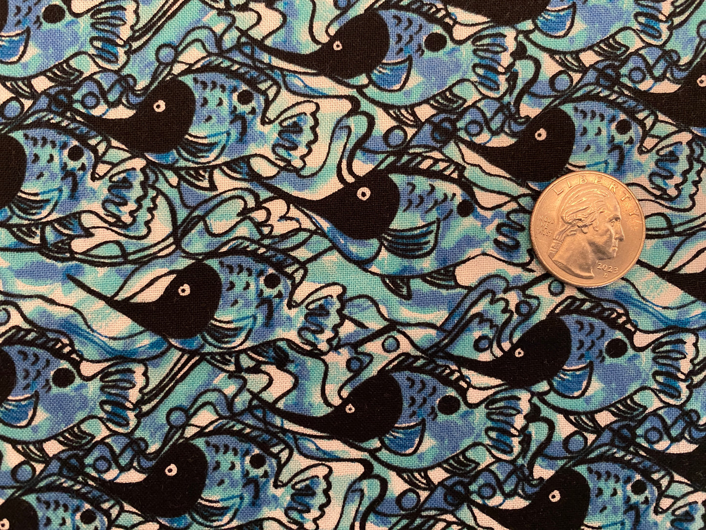 100% Cotton - Quilting Weight - Gone Fishing - Blue Marlins