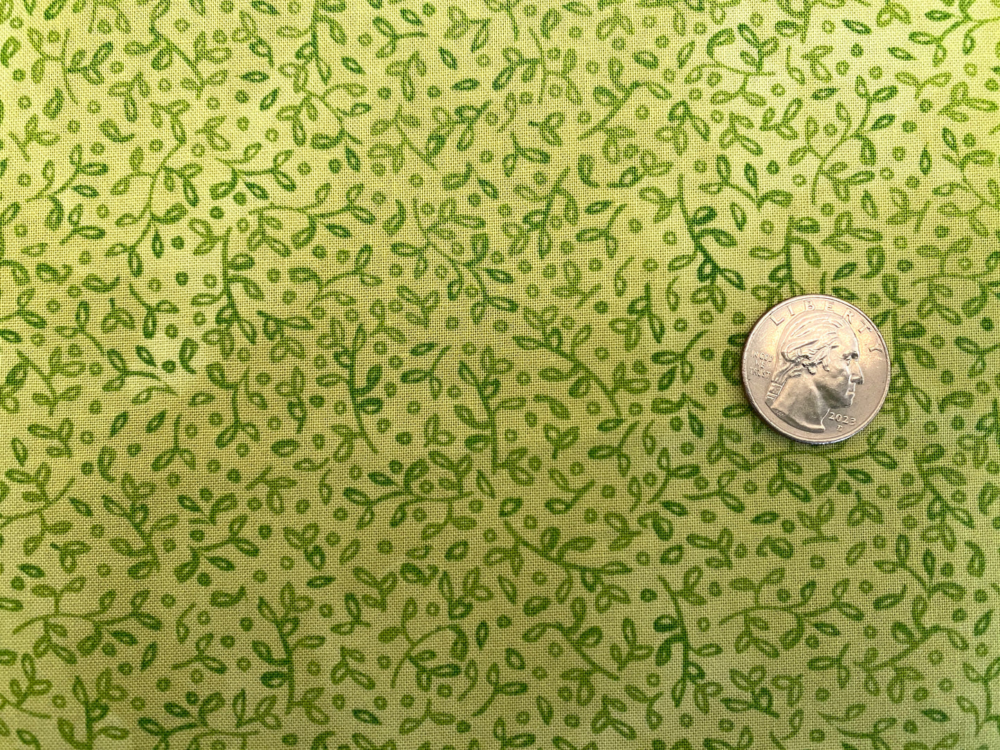 100% Cotton - Quilting Weight - Lime Tiny Vine Scroll