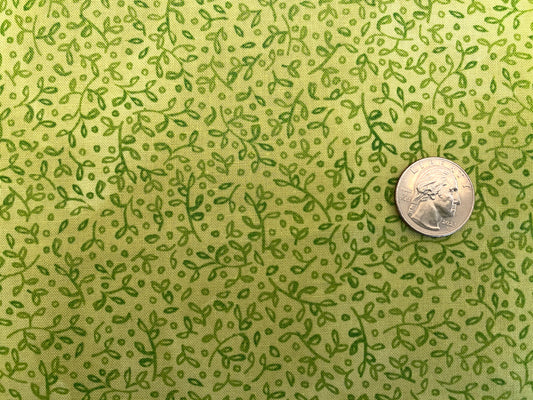 100% Cotton - Quilting Weight - Lime Tiny Vine Scroll