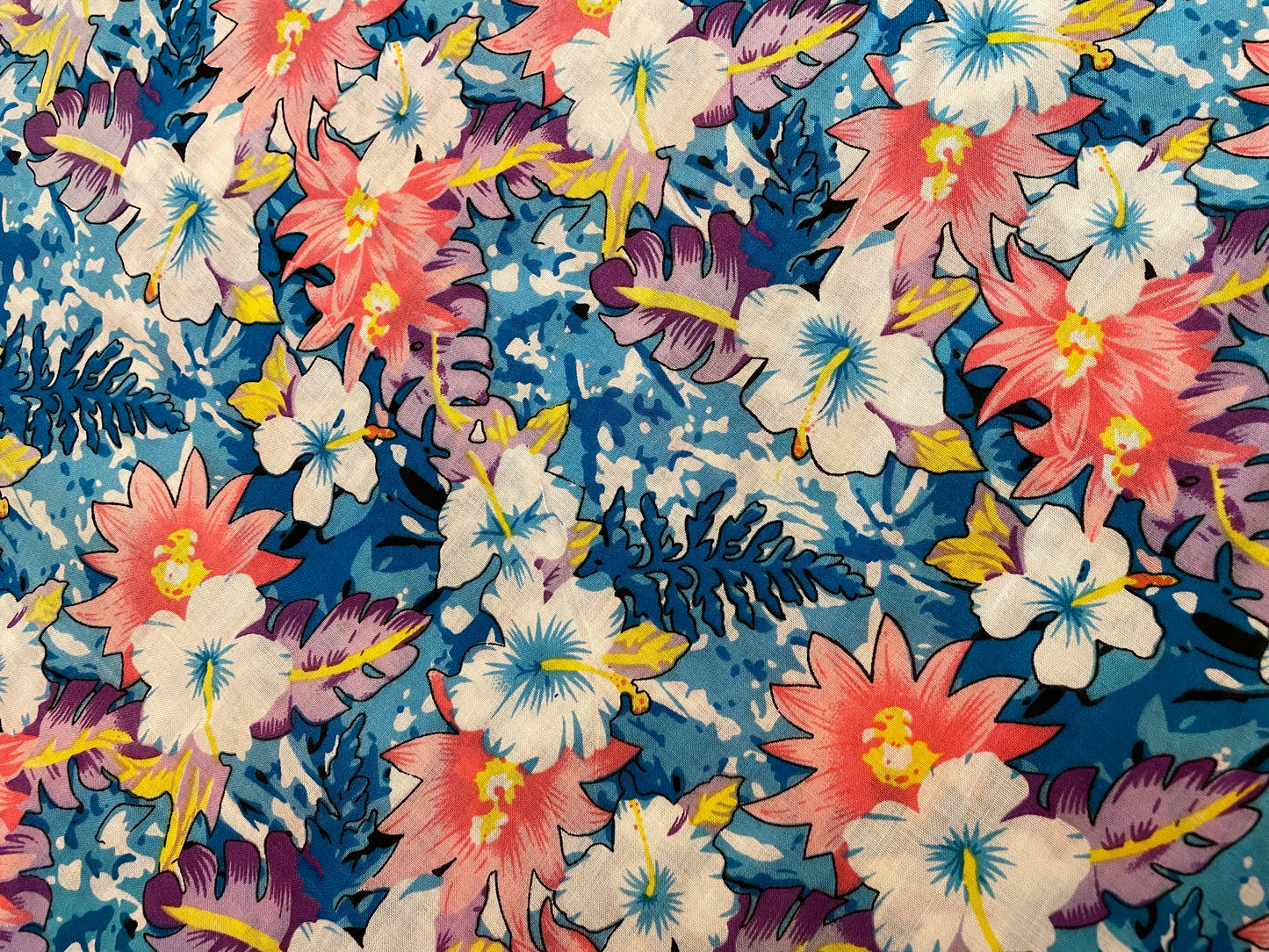 Rayon Lawn - Blue & Pink Floral