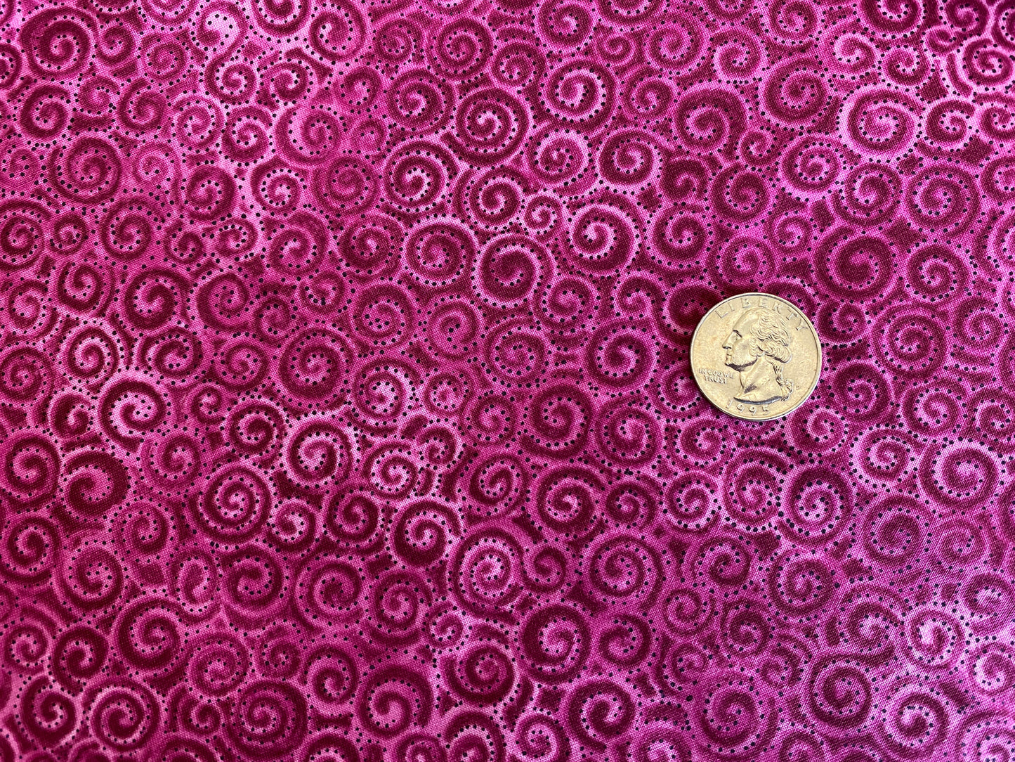 100% Cotton - Quilting Weight -  Hot Pink Swirls